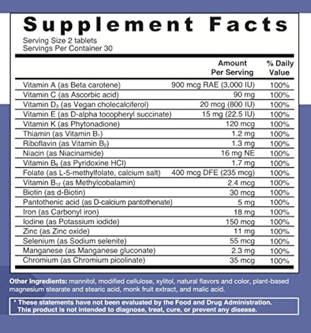 EZ se derrite Multivitamínico, tabletas de fusión rápida