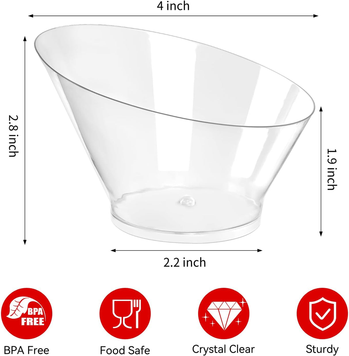 20 Bowls Plásticas Desechables 6 oz para Aperitivos