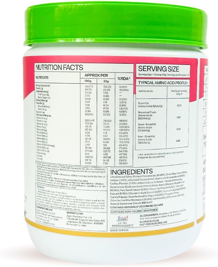 Proteína y hierbas para mujer | 1.1 libras (500 gm) con multivitaminas, curcumina, shatavari, tulsi para mejorar el metabolismo, equilibrio hormonal y la piel, salud del cabello, vainilla y almendra (1.1 libras)