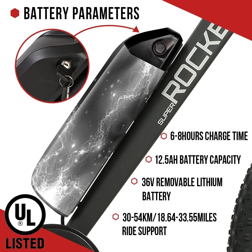 Bicicleta eléctrica ECOTRIC 26” 500W, batería extraíble, montaña