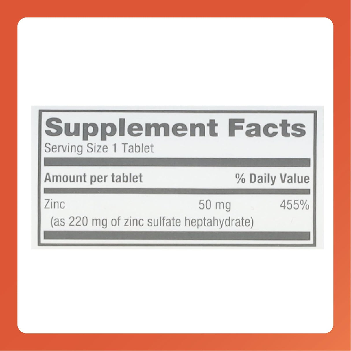 Rugby Zinc Sulfato 220 mg Comprimidos Suplemento 100u