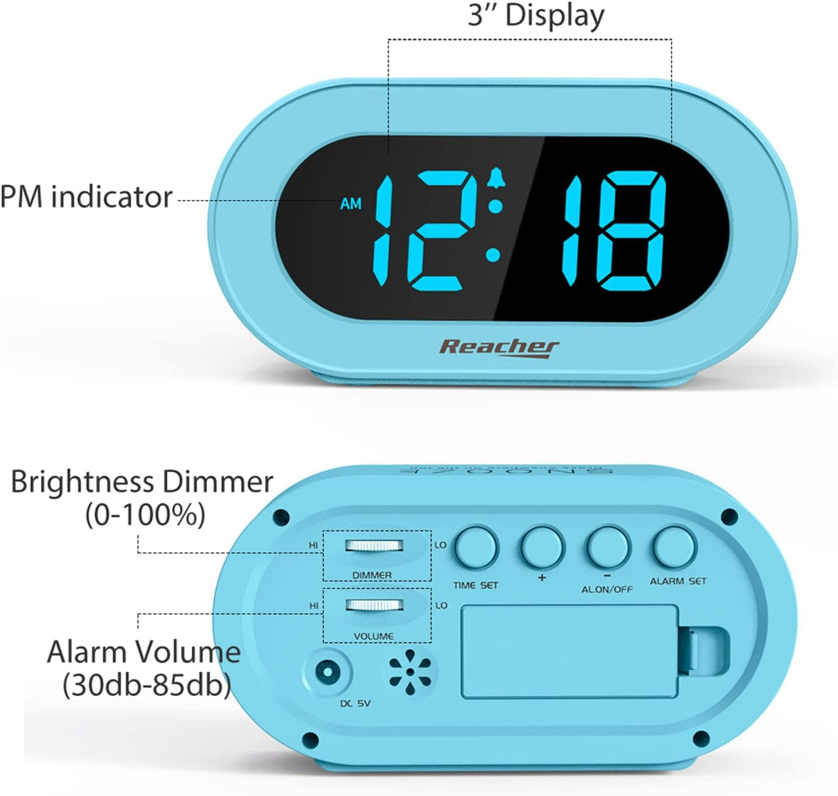 Reloj Despertador Infantil con Snooze, Dimmer y Volumen Ajustable