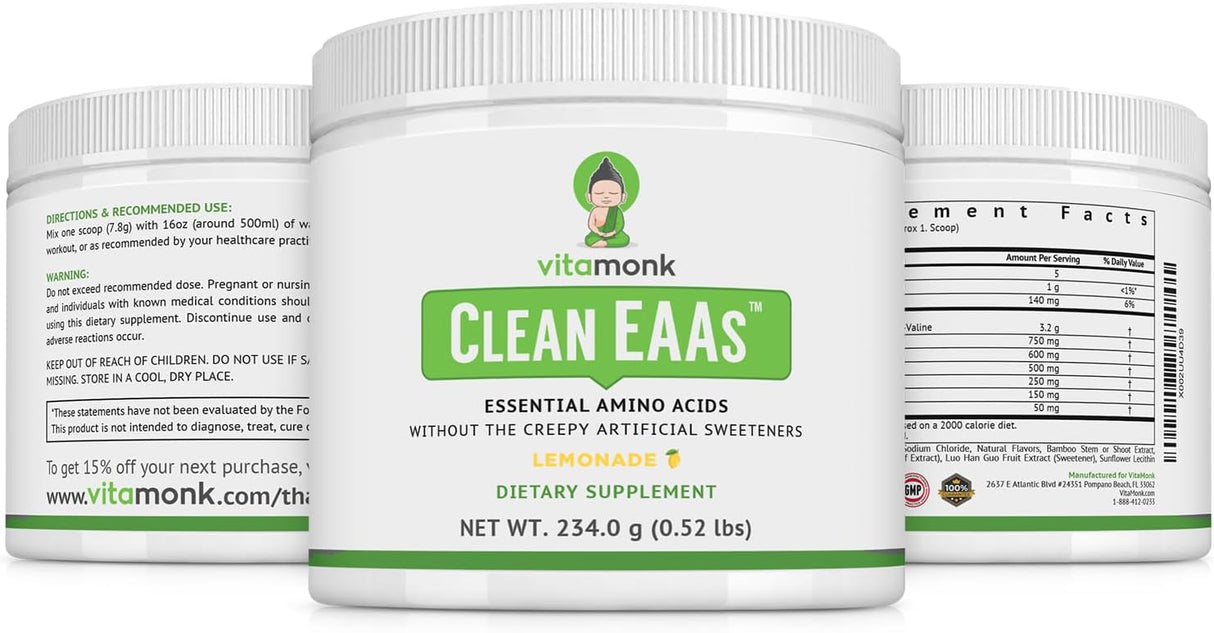 VitaMonk Clean EAA Proteína de Aminoácidos, Sin Edulcorantes