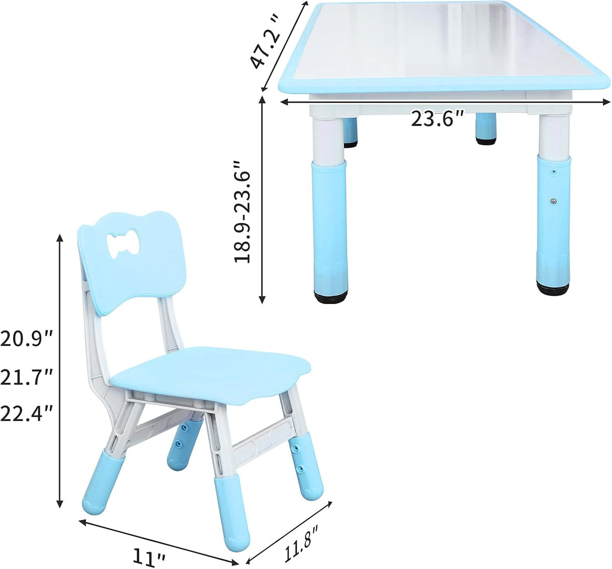 Juego de mesa y sillas de estudio para niños con 4 asientos