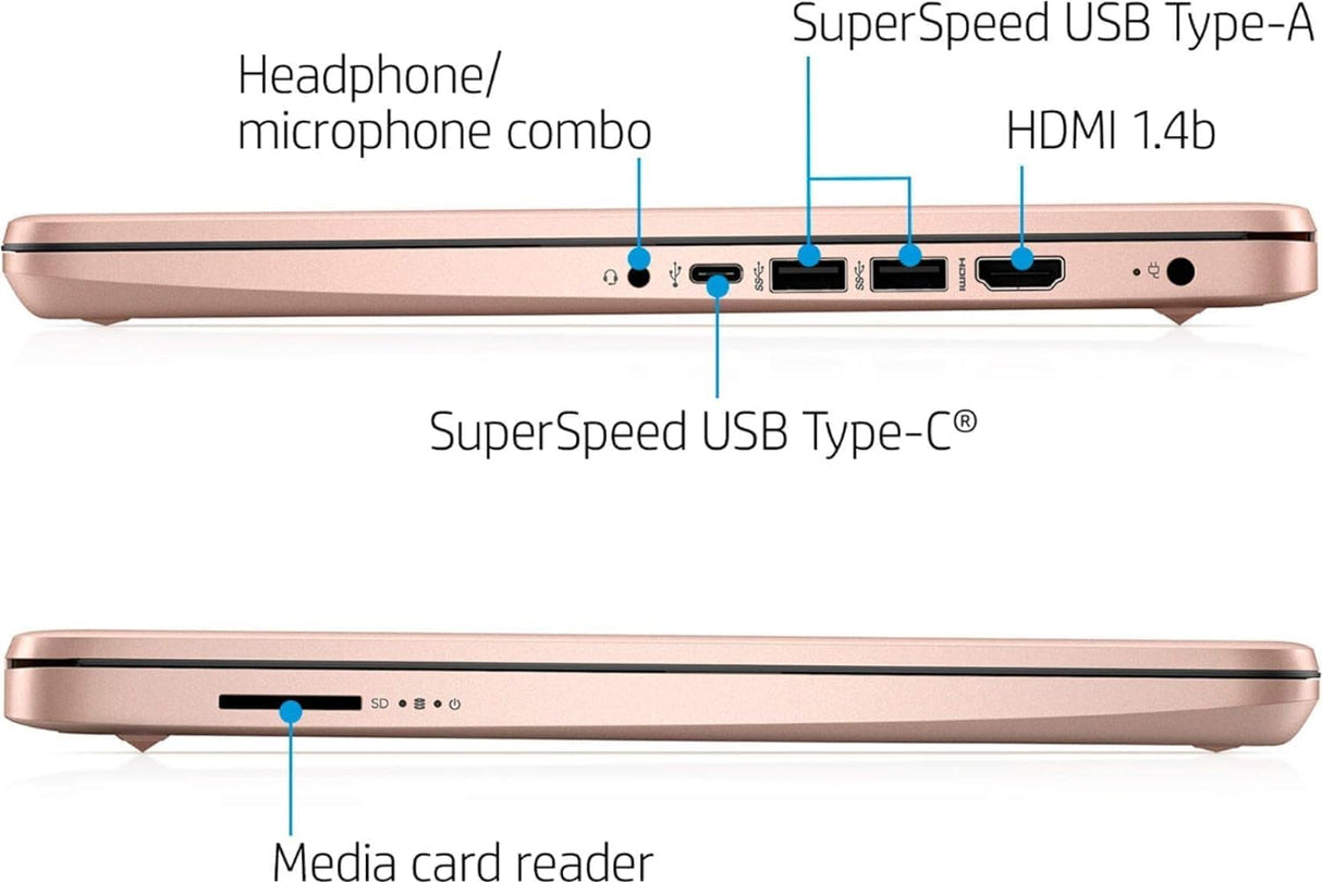 Laptop HP 14 HD, Procesador Intel Quad-Core, 8GB RAM, 576GB