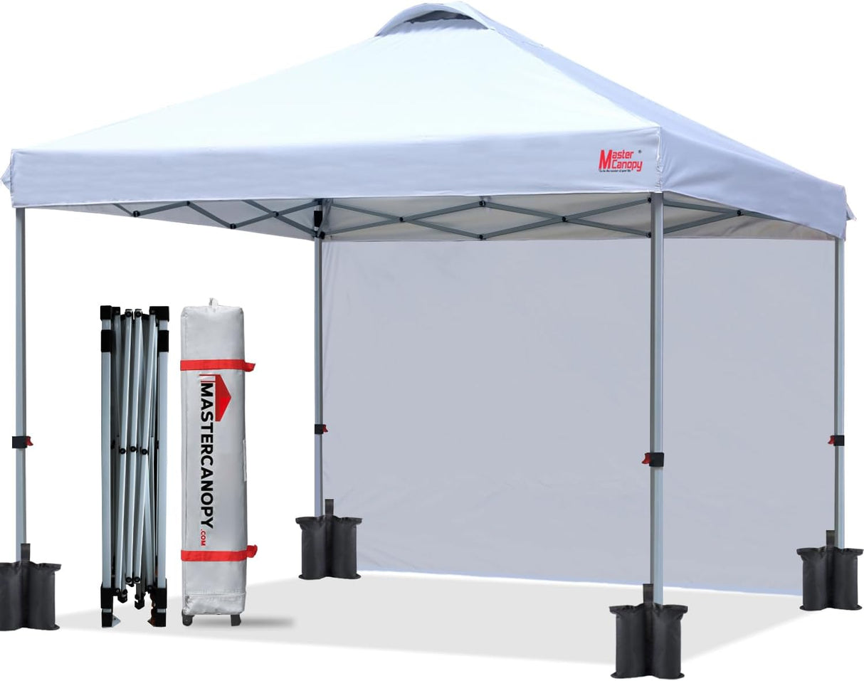 Carpa Plegable MASTERCANOPY 10'x10' con 1 Lateral Blanca