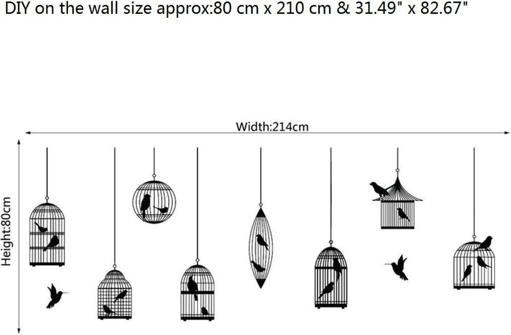 BIBITIME Calcomanías de vinilo negro para pared, diseño de pájaros, para sala de estar, comedor, escuela, aula, ventana, guardería, dormitorio, habitación de niños, decoración para el hogar, murales artísticos
