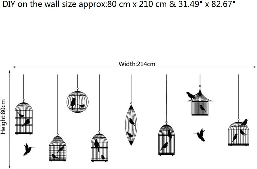 BIBITIME Calcomanías de vinilo negro para pared, diseño de pájaros, para sala de estar, comedor, escuela, aula, ventana, guardería, dormitorio, habitación de niños, decoración para el hogar, murales artísticos