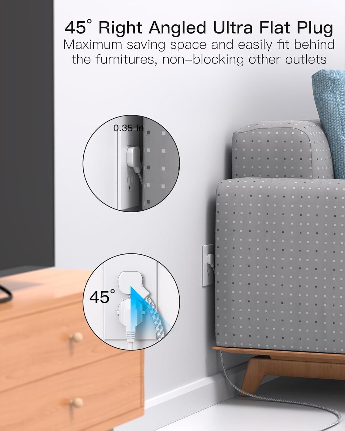 Regleta protectora de sobretensiones de 10 pies con 4 puertos