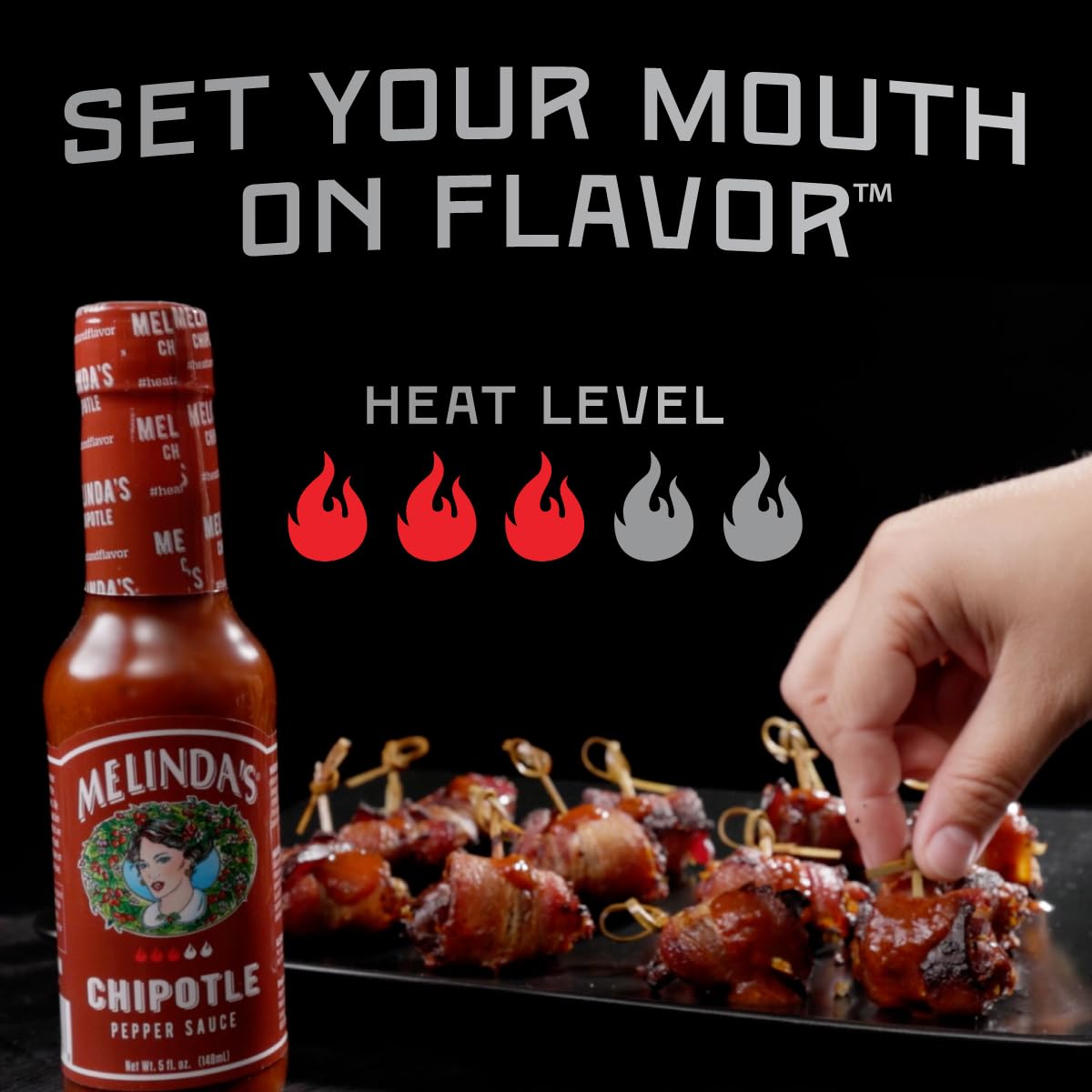 Melinda's Salsa picante Chipotle – Salsa gourmet de chipotle – Hecho con chiles chipotle, chiles habanero, zanahorias, cebolla, papaya y jugo de lima – Keto, Kosher, vegano, salsa picante sin gluten – 5 onzas, 1 paquete