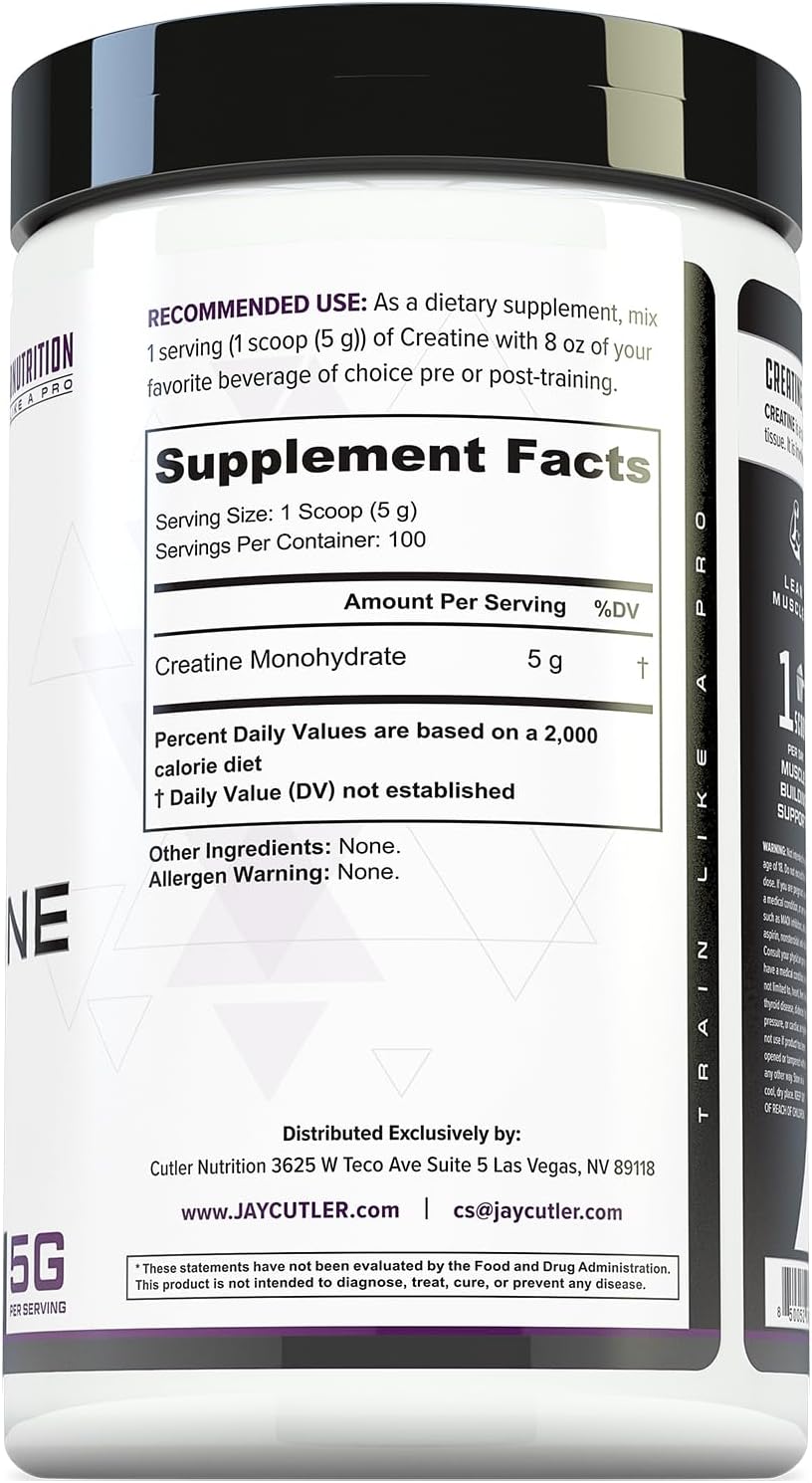 Creatina Pura Cutler Nutrition 5g Por V, 100 Serv.