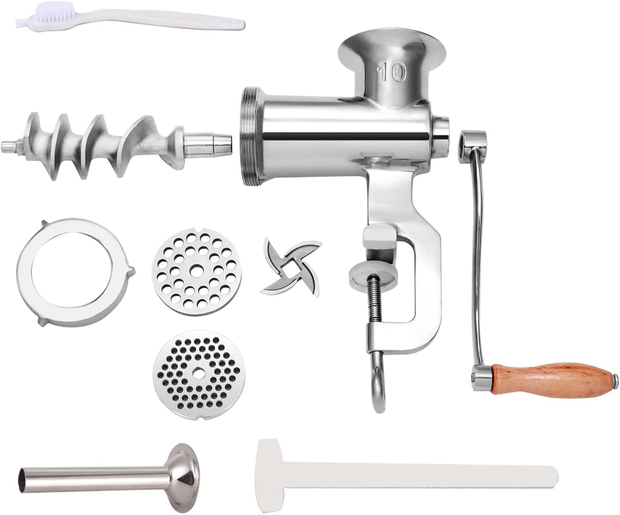 Molino de carne manual de acero inoxidable, 2 platos, 1.8" clamp