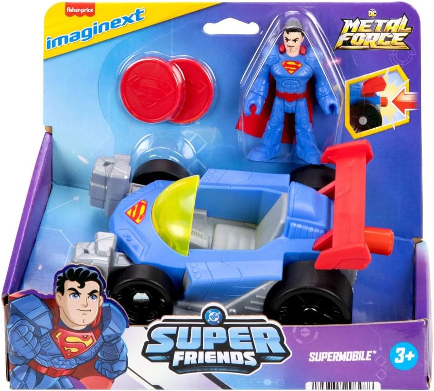 Carro de Fuerza Supermetal DC Imaginext Fisher-Price con Figura de Superman