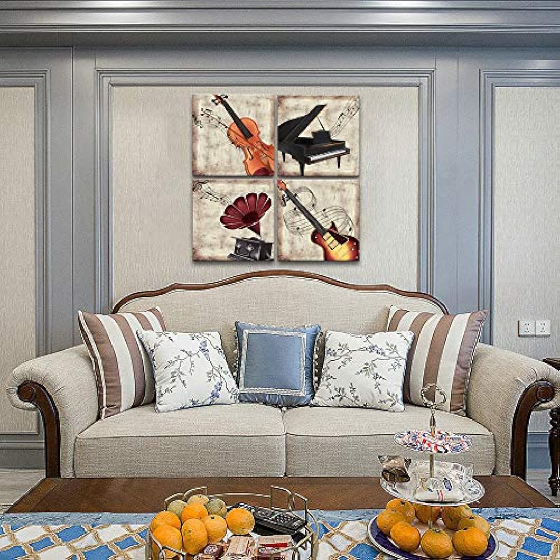 LoveHouse - 4 paneles de arte musical para pared