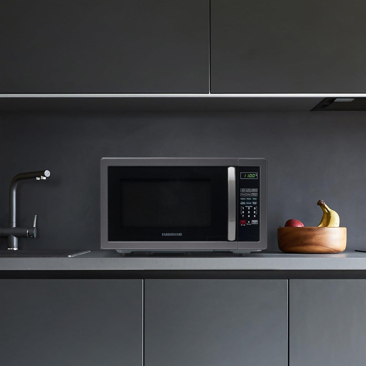 Microondas Farberware 1000W, 1.1 cu ft, con bloqueo infantil