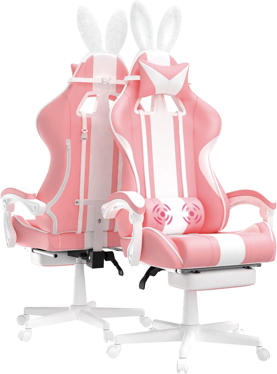 Silla Gamer Kawaii rosa con orejas de conejo Ferghana
