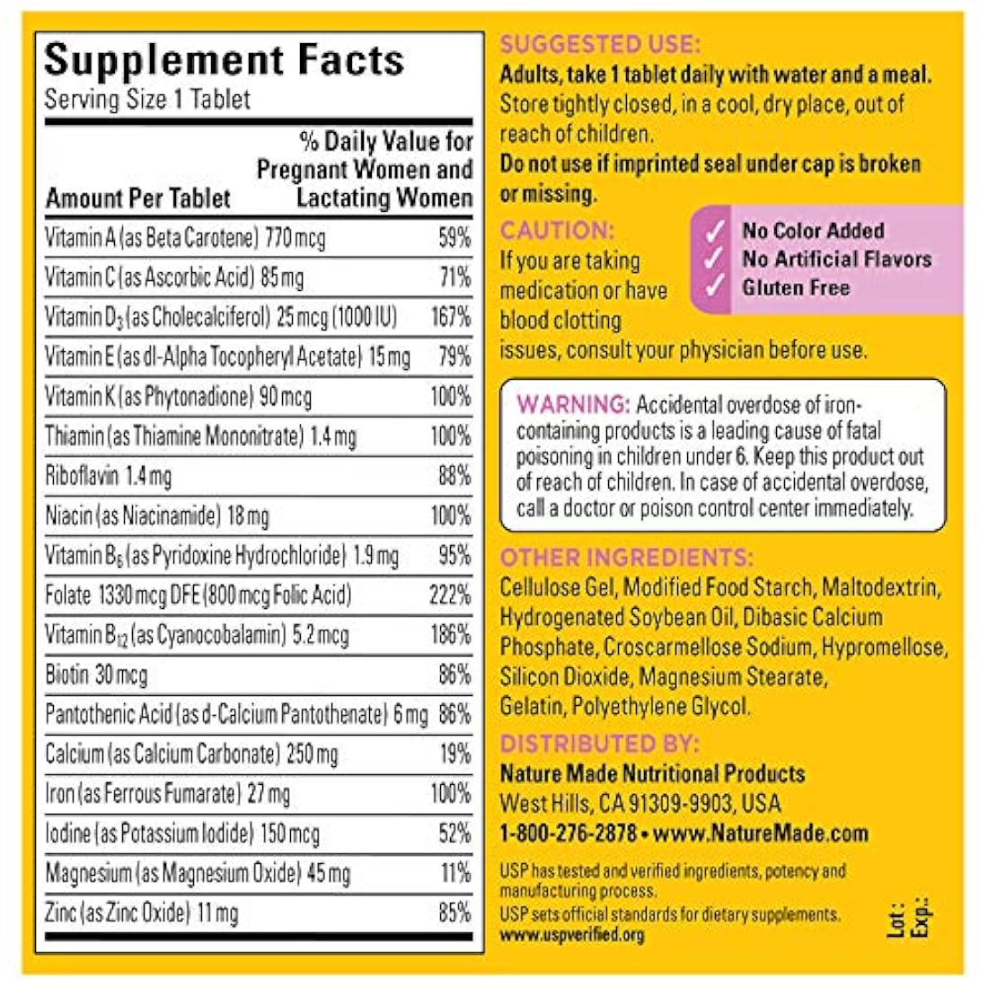Nature Made Suplemento alimenticio Prenatal