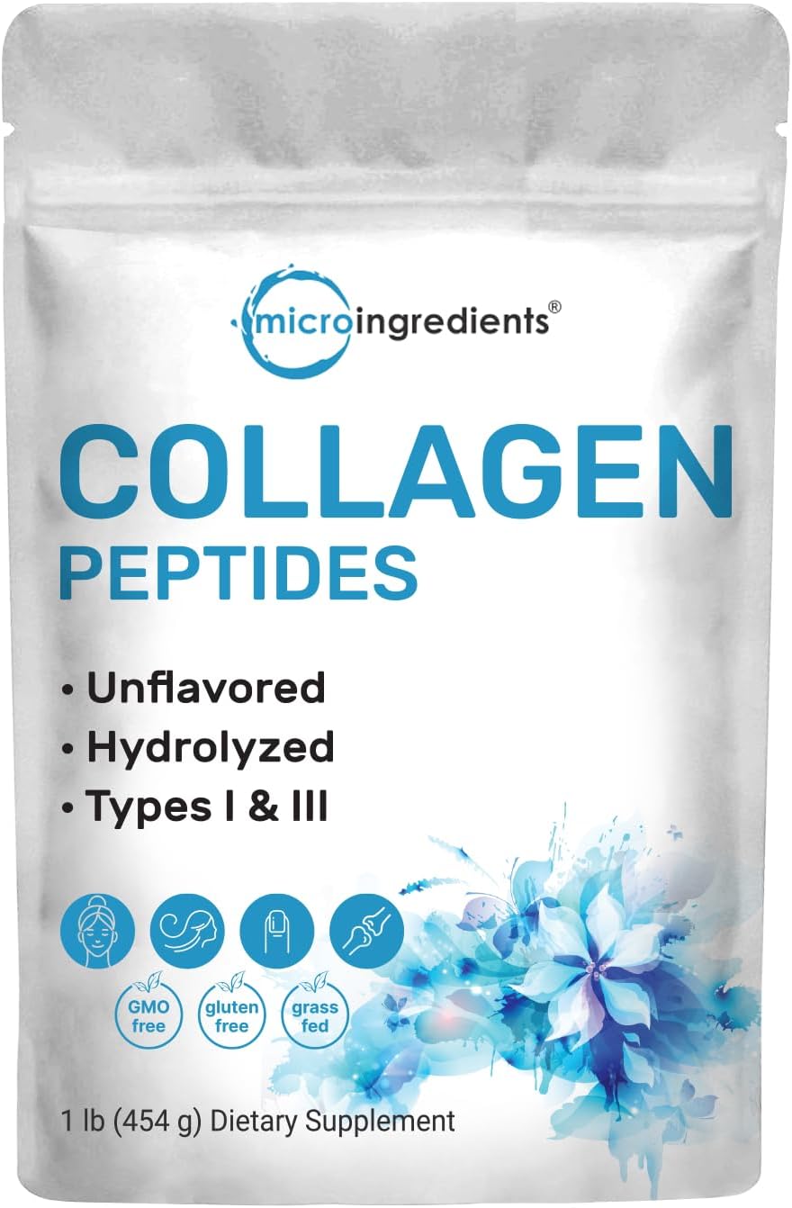 Colágeno en polvo Micro Ingredients, tipo I y III, 1lb
