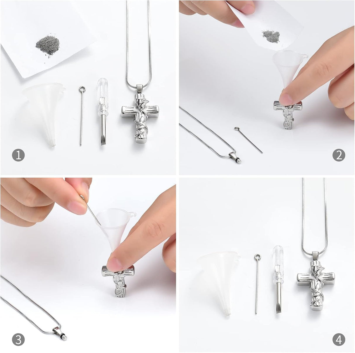 Collar de urna para cenizas, colgante para recuerdo, rosa