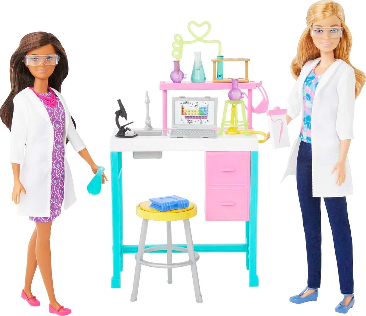 Barbie Careers Playset, Laboratorio Científico, 2 Muñecas Exclusiva