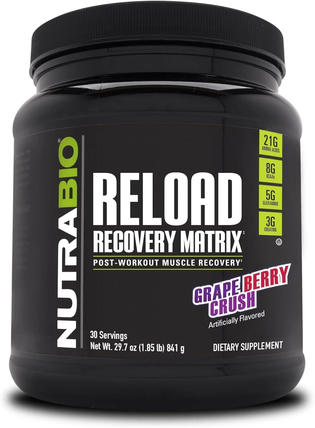 NutraBio Reload Suplemento de Recuperación Muscular 30 Serv.