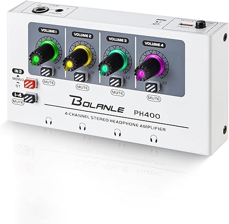 Amplificador de auriculares 4 canales con salidas para 8 auriculares