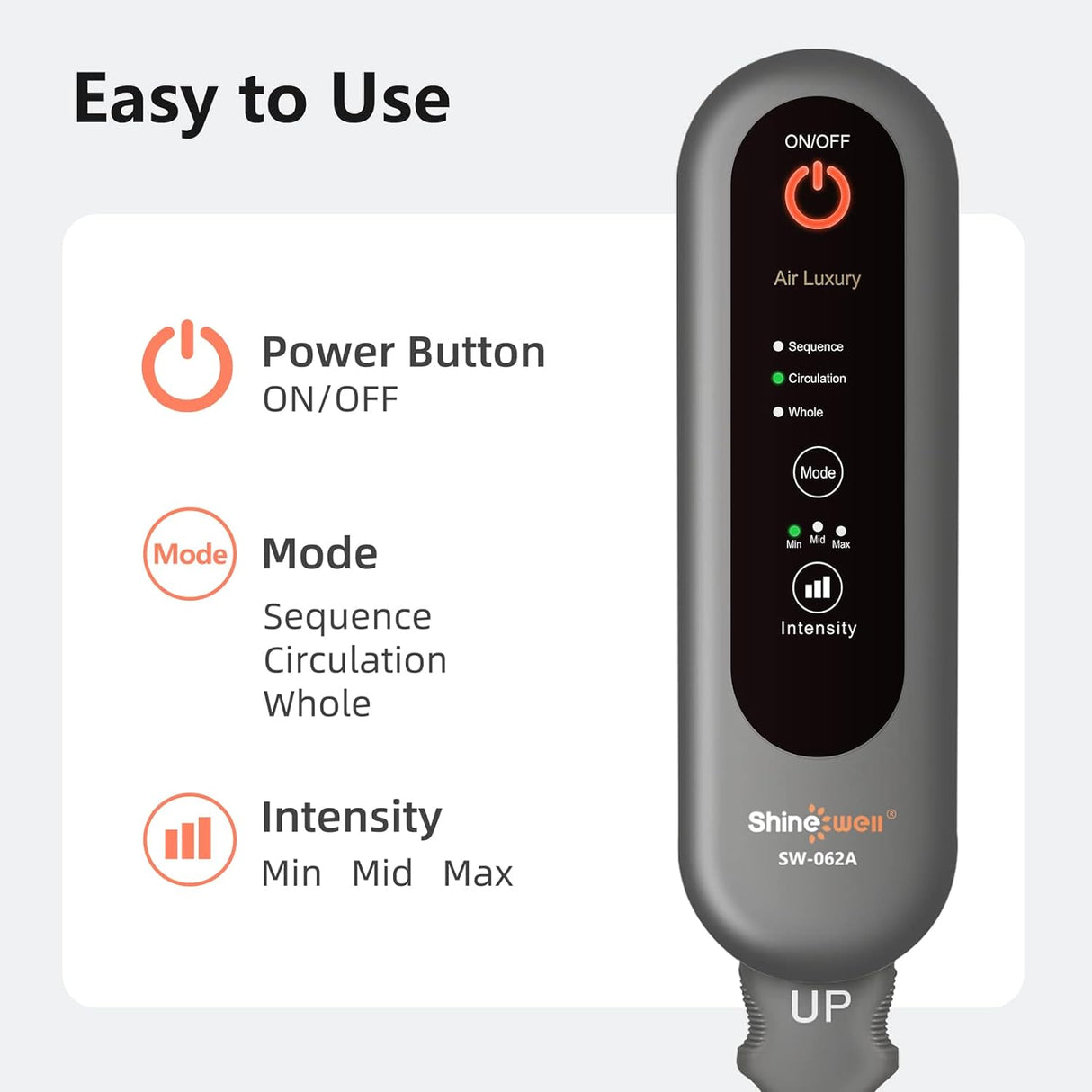 Masajeador de Piernas SHINE WELL, Compresión, 3 Modos, Ajustable