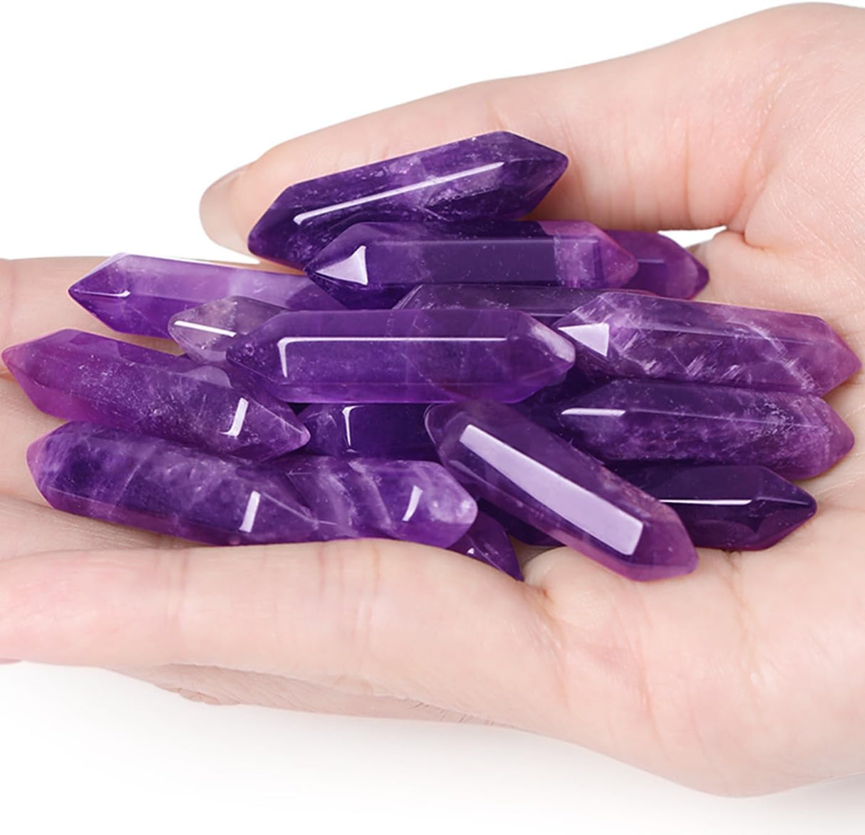 Juego de 10 varitas de cristal de amatista, piedras curativas