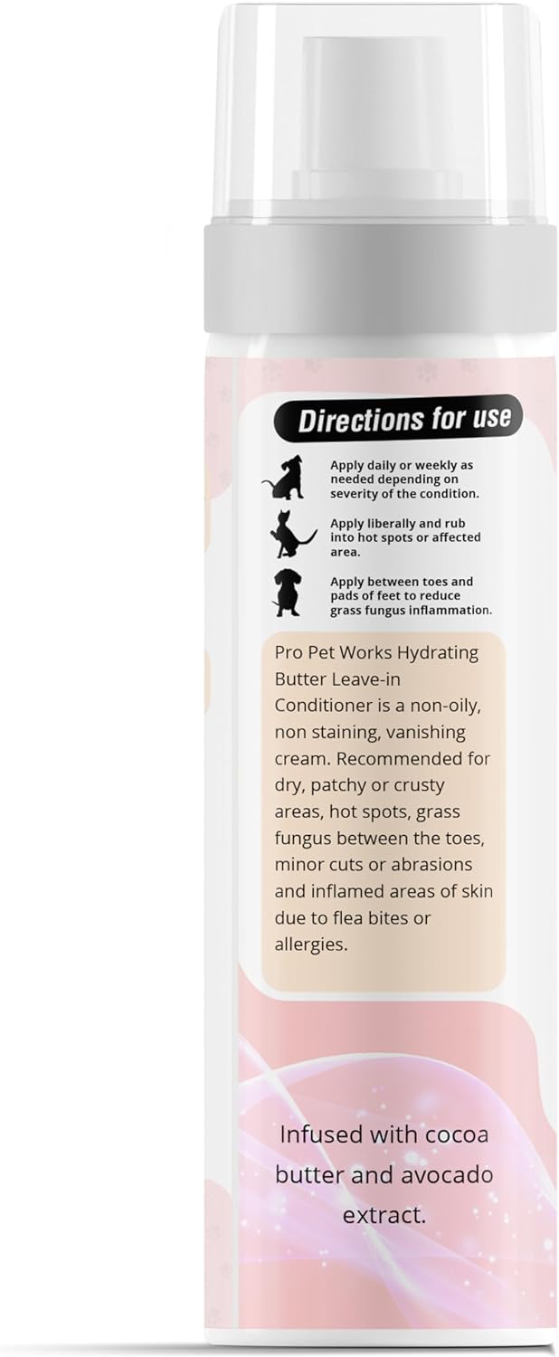 Loción acondicionador sin enjuague de manteca de cacao 5 en 1 para perros y gatos, crema para puntos calientes y bálsamo para alergias, dermatosis, hongos en las patas o piel seca con picazón, ayuda a