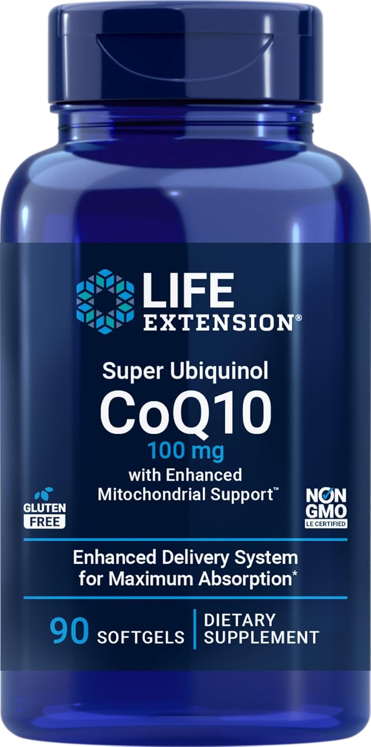 COQ10 Life Extension Super Ubiquinol 100mg Mitochondrial 90 cápsulas
