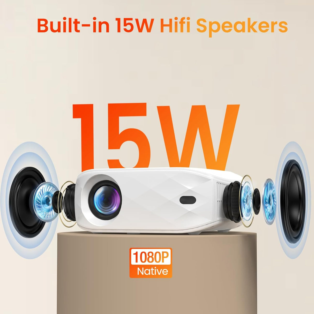 Proyector HAPPRUN 1080P WiFi Bluetooth, 12000L, portátil