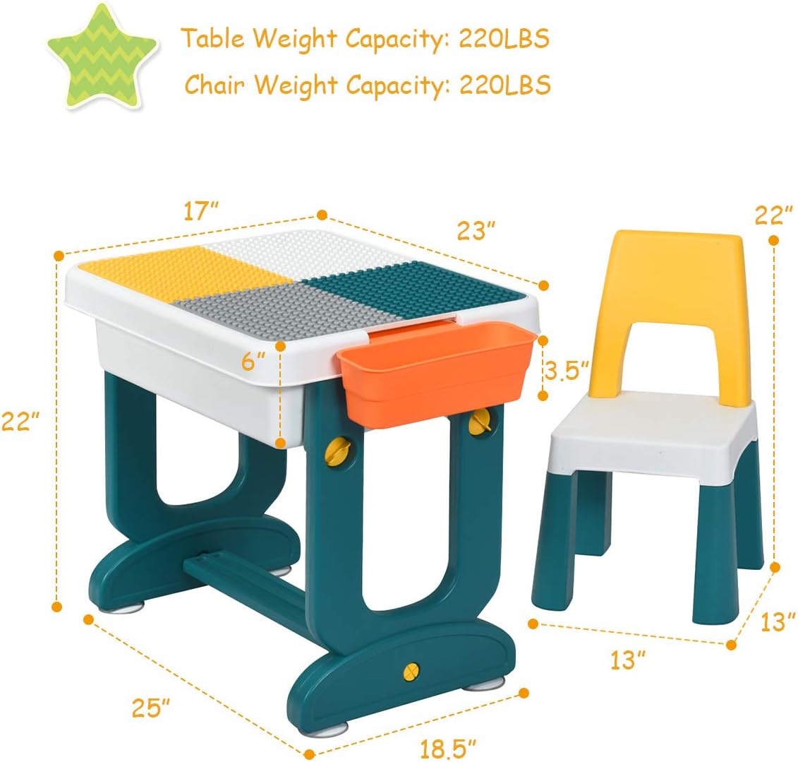 Juego de mesa y silla 5 en 1 para niños de bloques Costzon