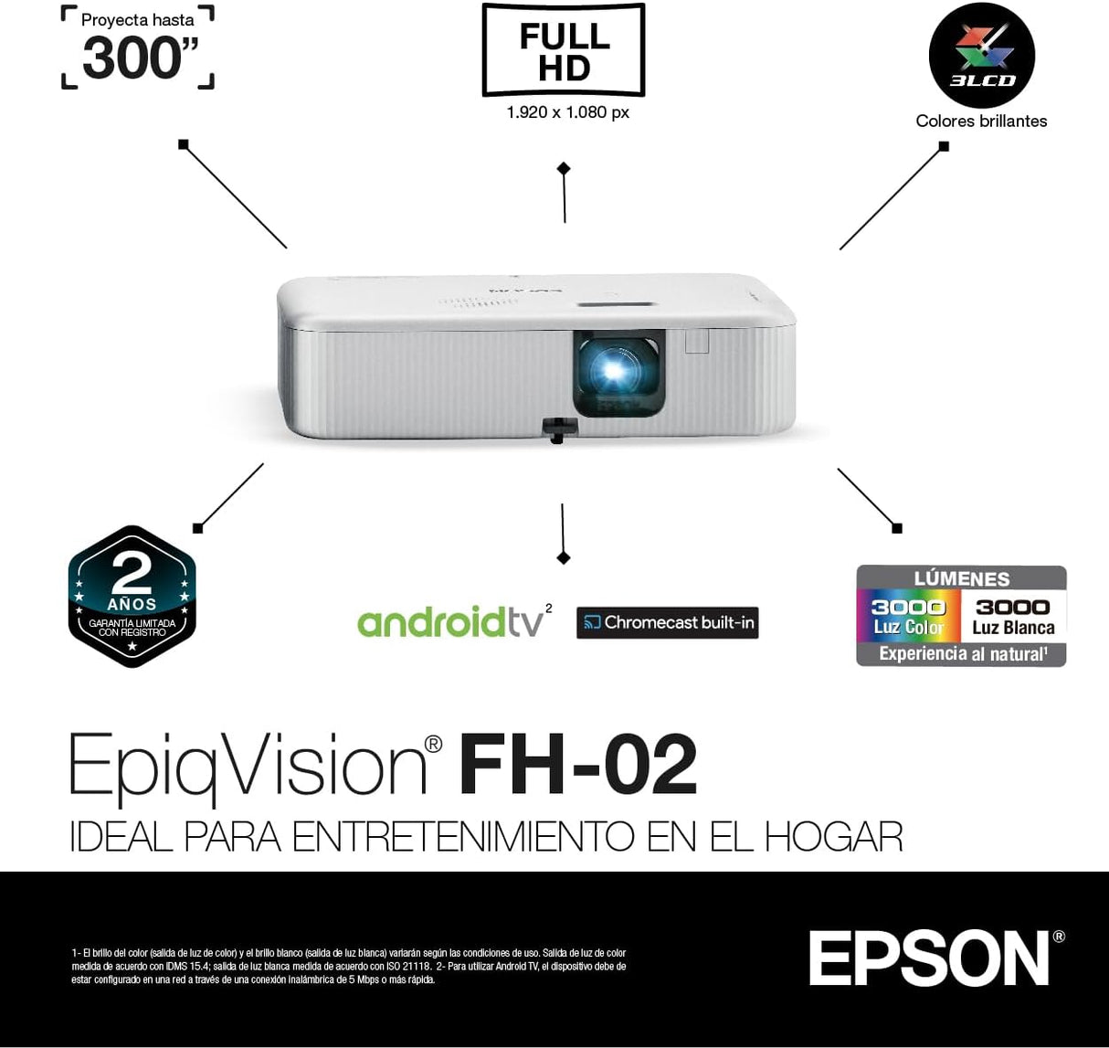 Proyector portátil Epson EpiqVision Flex CO-FH02, Full HD 1080p