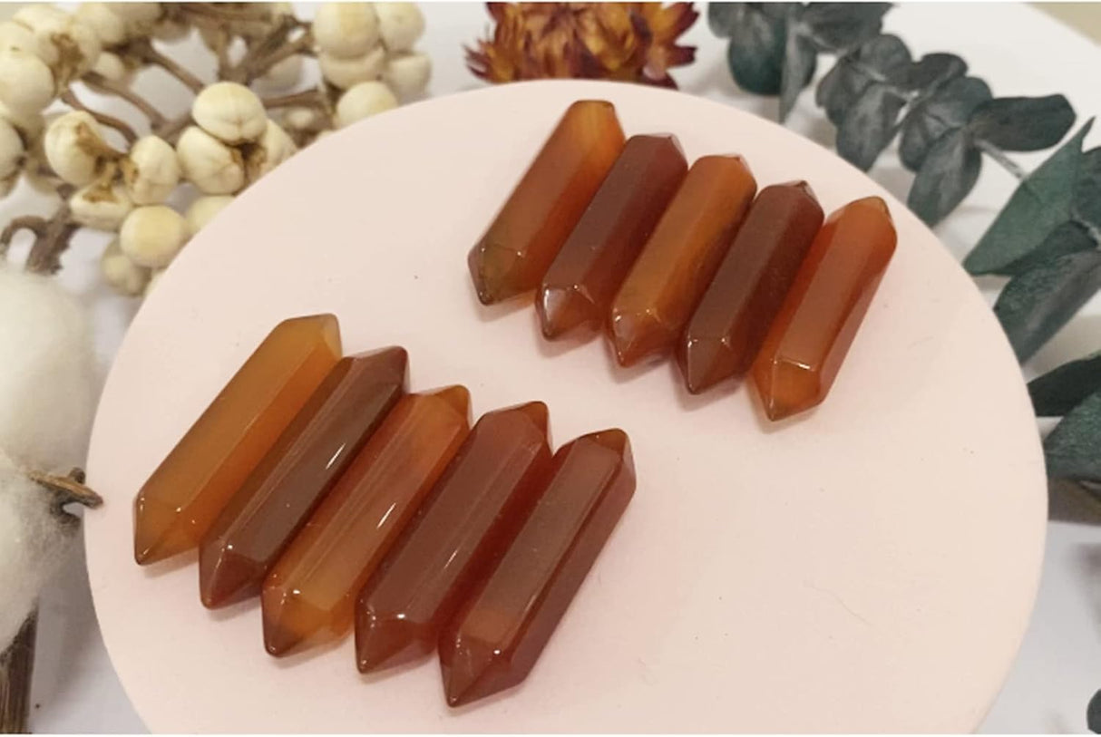 Varitas de Cristal de Cuarzo Cornalina para Meditación y Reiki