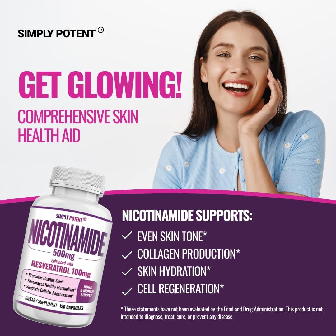 Suplemento Nicotinamida 500mg con Resveratrol 100mg Vit B3