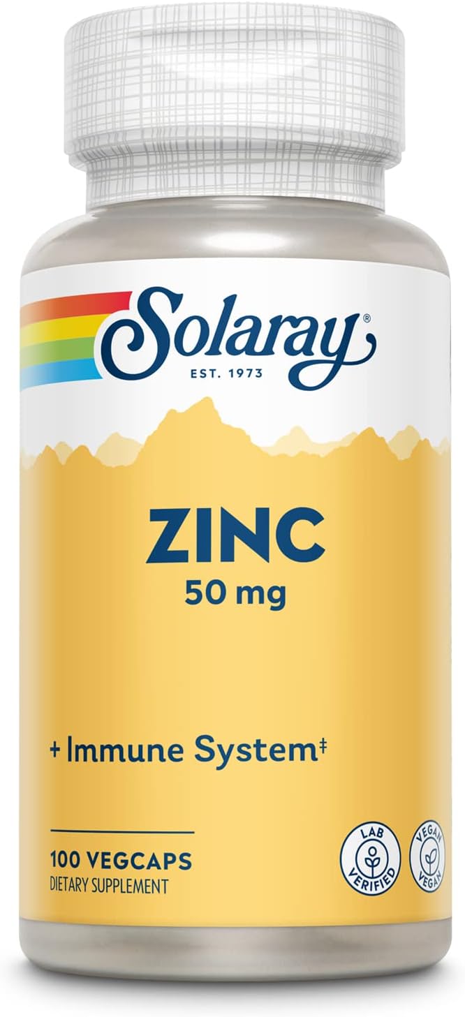 Solaray Zinc 50mg Cápsulas Apoyo Inmunidad 100 Veganas Pumpkin Seed
