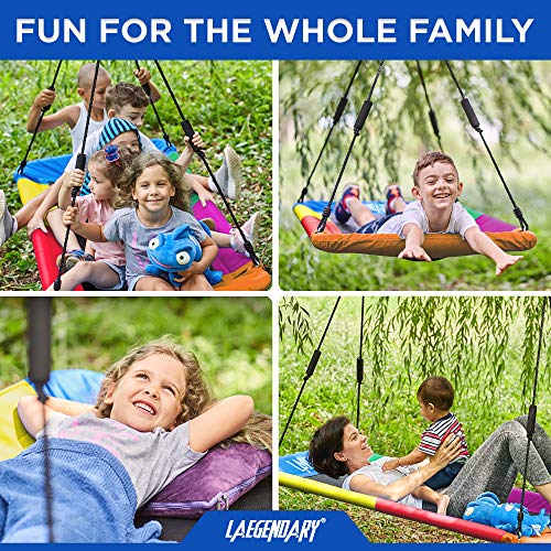 LAEGENDARY - Columpio gigante para árbol de plataforma de 60 pulgadas para niños y adultos, soporta hasta 700 libras, columpio de surf para uso en exteriores e interiores, rectángulo arcoíris