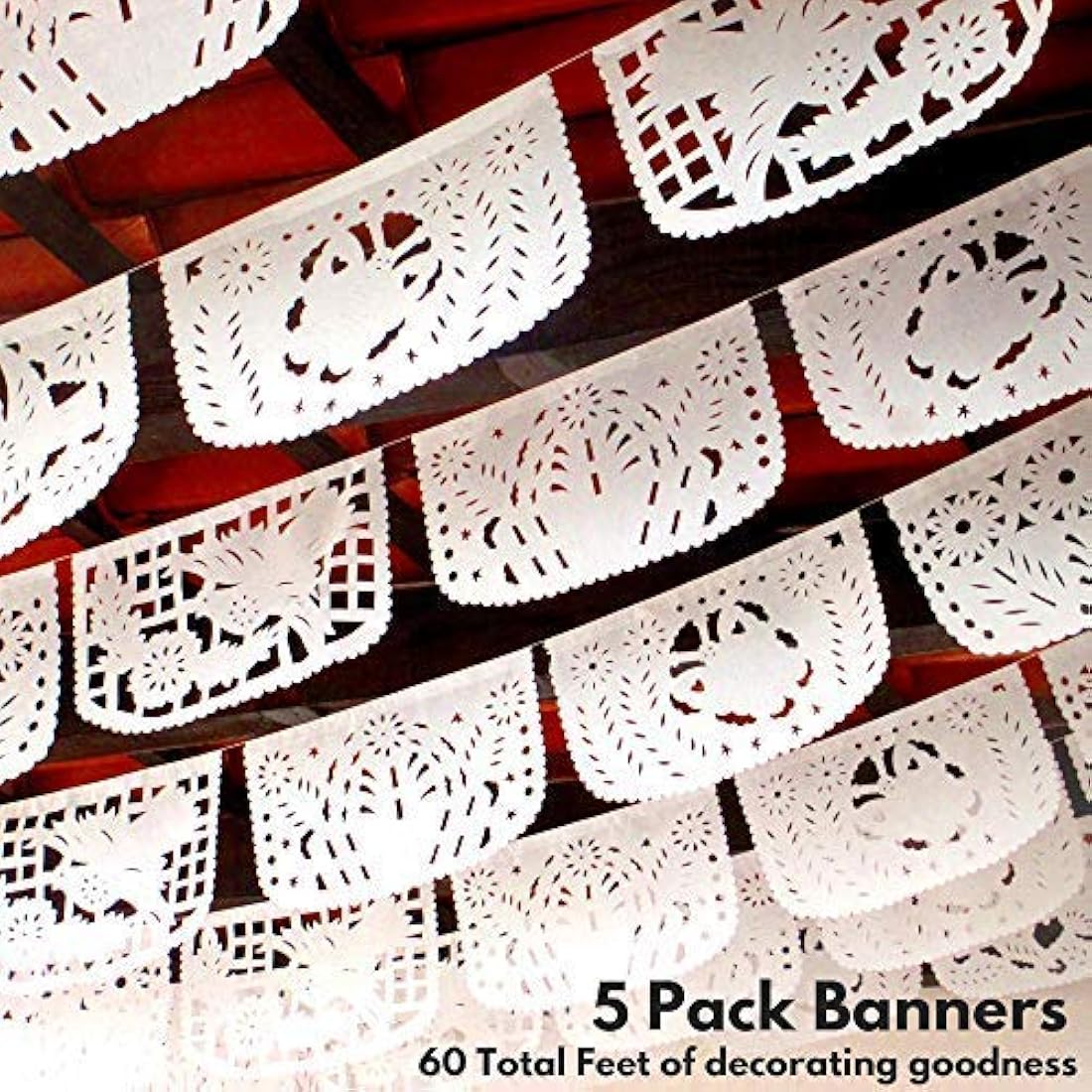 Papel picado boda, blanco, banner de México Mexicano