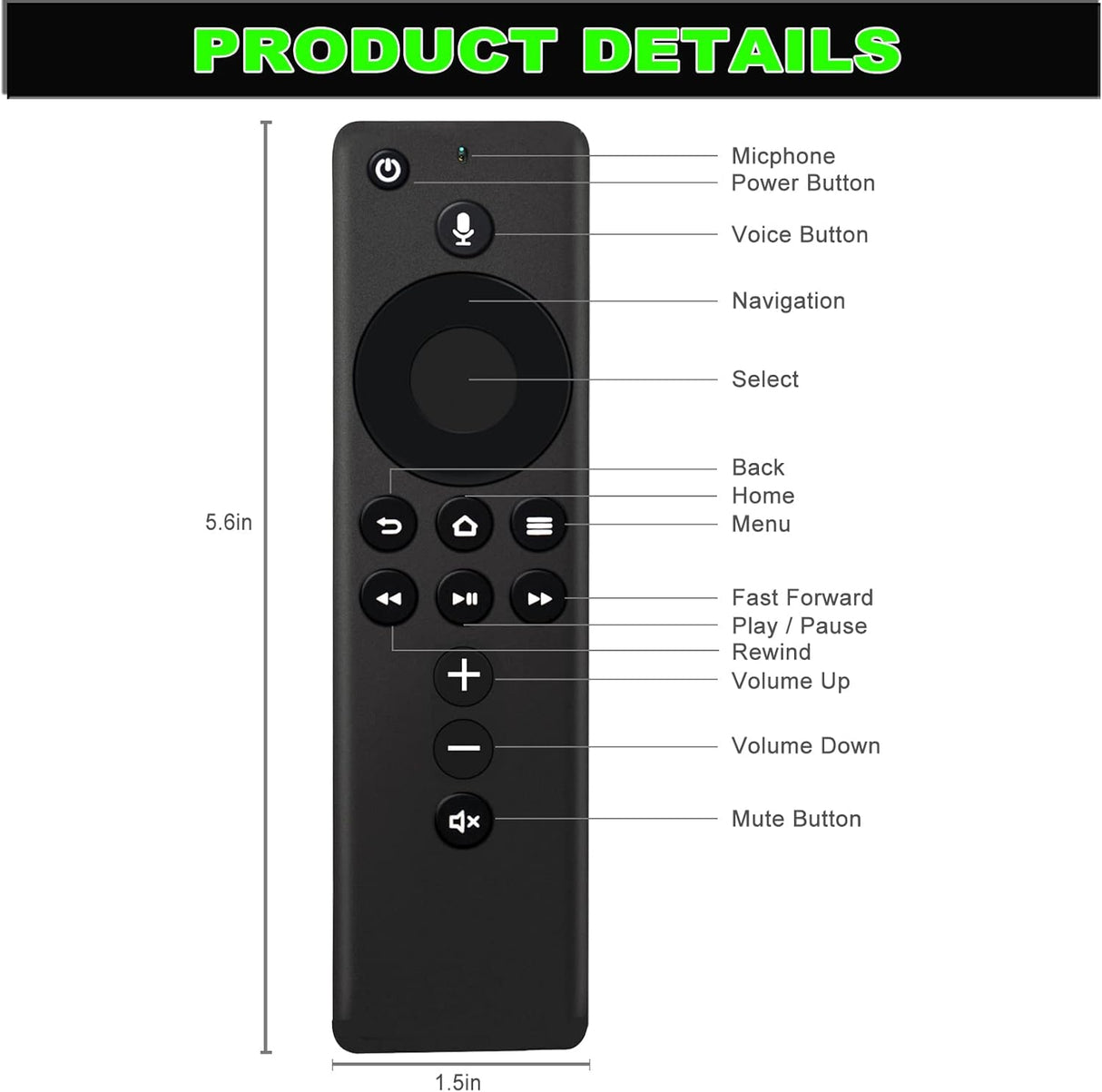 Control Remoto L5B83H para Amazon TV Stick y Cube, 4K