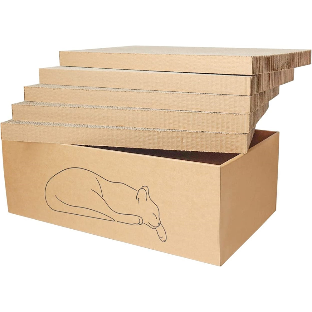Almohadilla para rascar gatos con caja para gatos