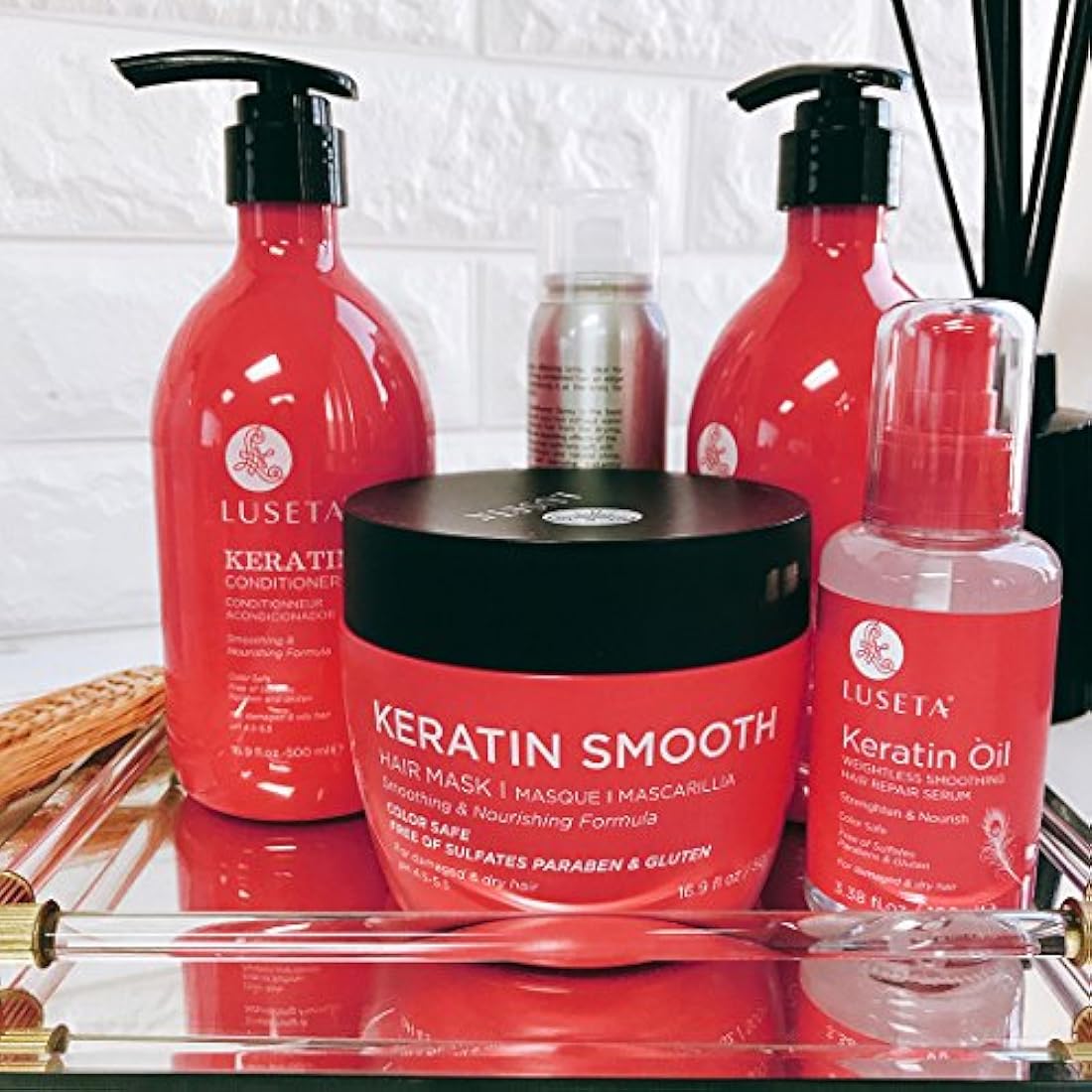 Luseta Mascarilla para cabello queratina,aceite macadamia