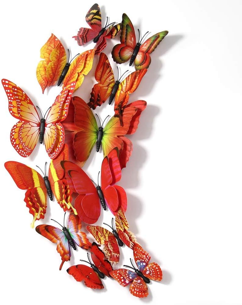 Decoración Pared Mariposas 3D 24 Piezas Magnéticas Removibles