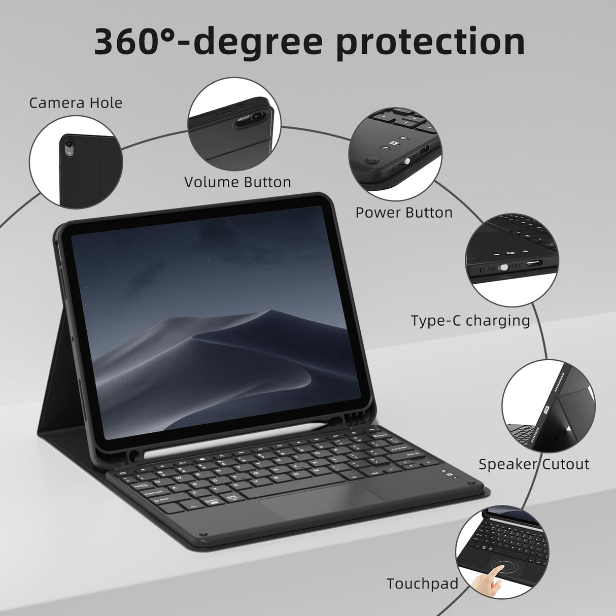 Funda Teclado Táctil para iPad Air 11 6ta Gen, Bluetooth, 2024