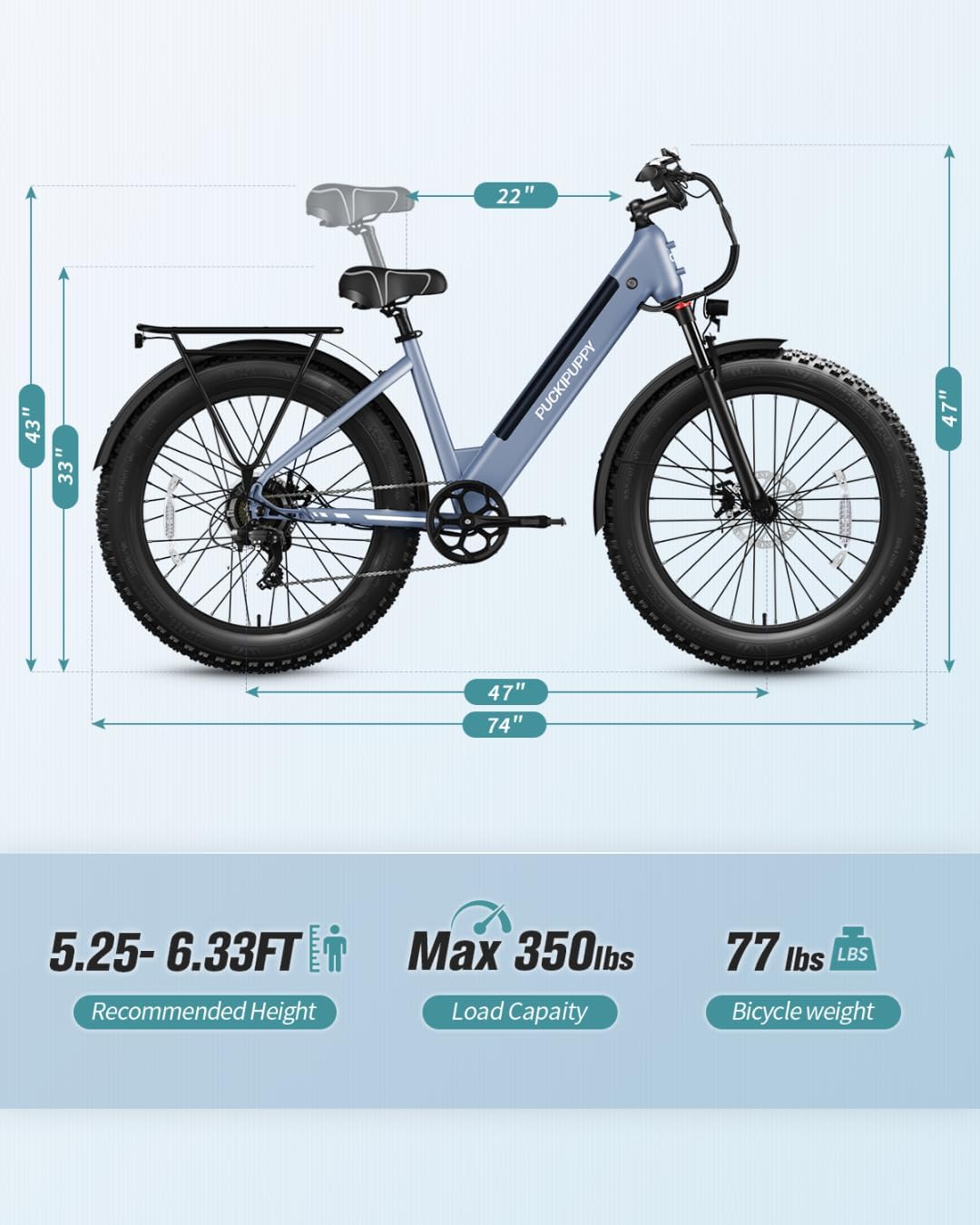 Bicicleta eléctrica Samoyed 960W, 48V 15AH, 60 millas, 26