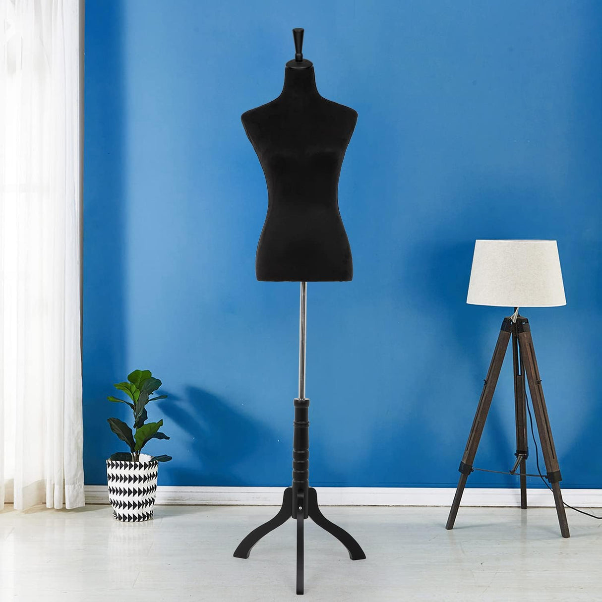 Maniquí Femenino Ajustable 53-67 con Base de Madera