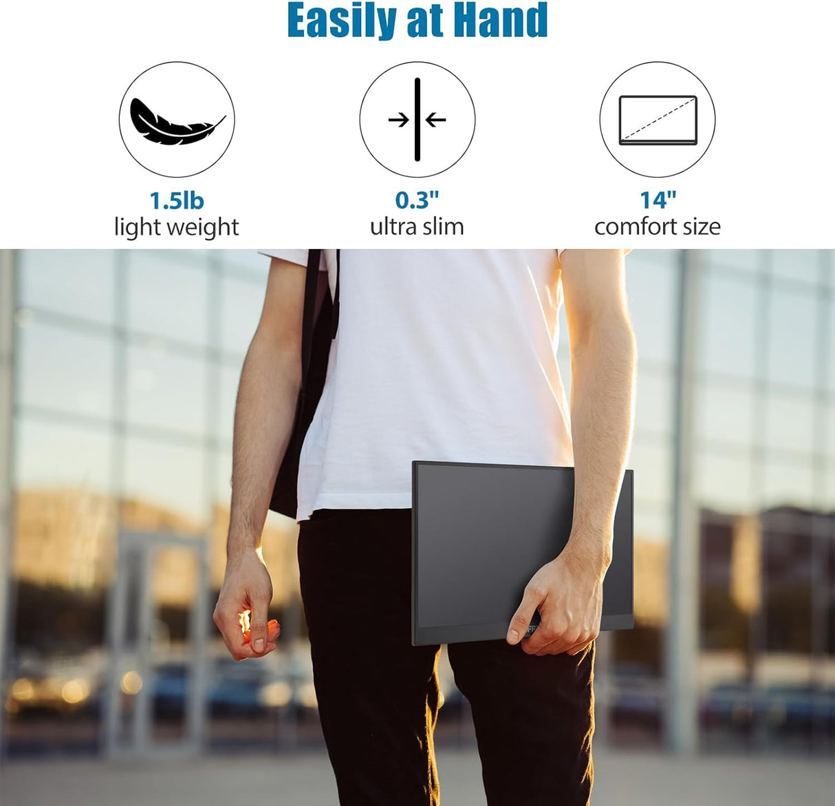 Monitor Portátil Táctil 14 FHD USB-C HDMI para Laptop/PC