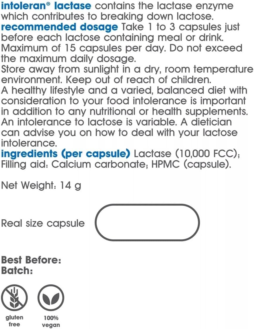 Suplemento Intoleran Lactasa 10,000 enzima lactasa 36 cáp