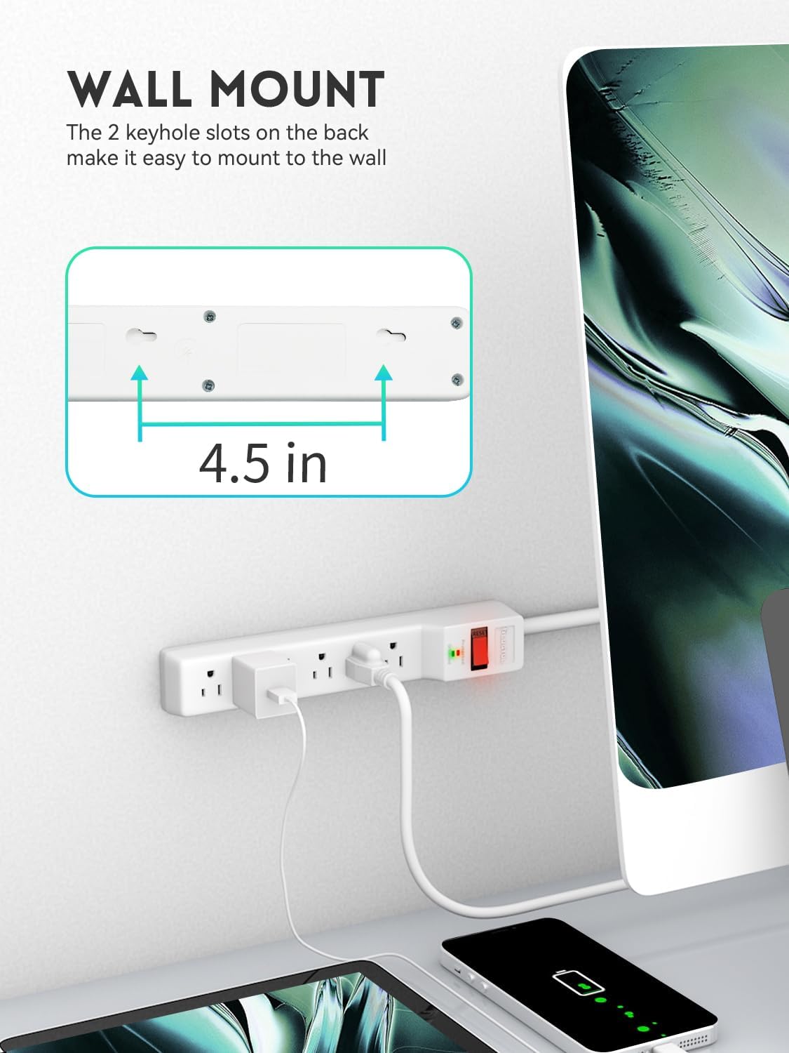 PLUGTUL Paquete de 2 protectores de sobretensión (980 julios)