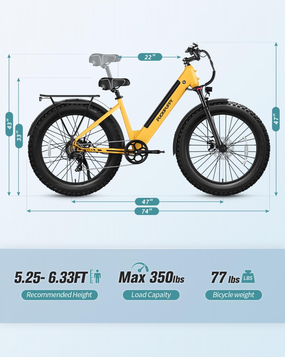 Bicicleta eléctrica Samoyed 960W, 48V, 15AH, 28MPH, 26 fat tire