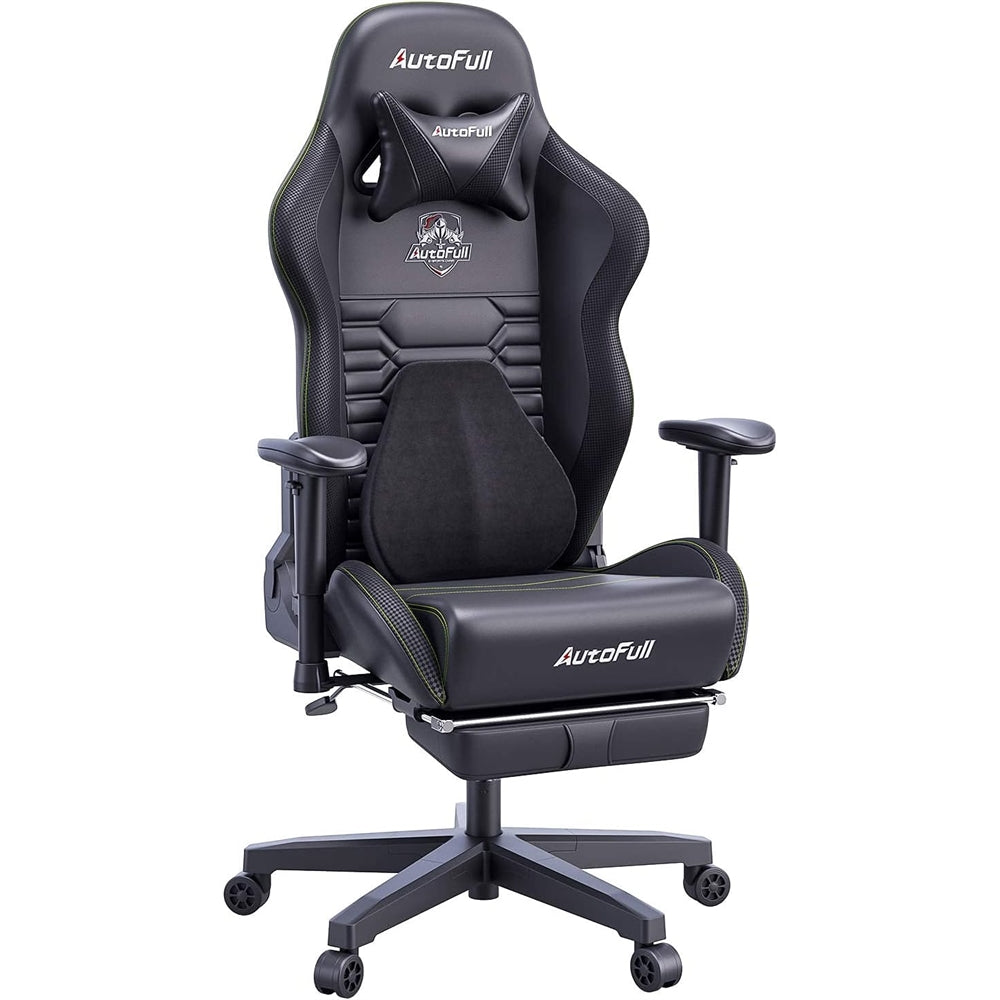 Silla gamer en cuero sintético giratoria ajustable negro